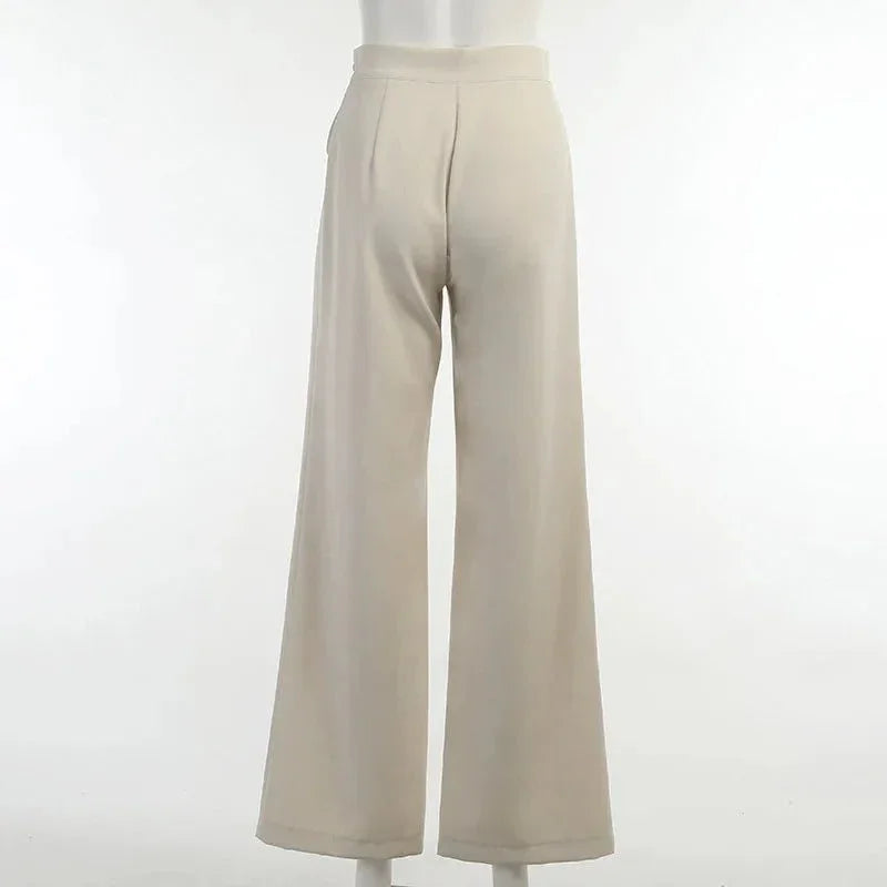 Plain Wide - Leg Pants – Casual High - Waist Fit - LunaKit.LTD