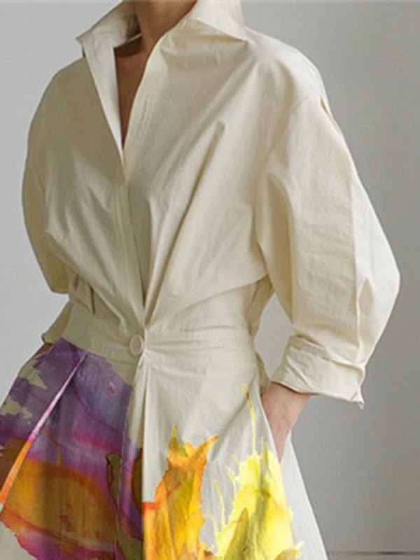 Pleated Print Dress – Elegant Evening Style - LunaKit.LTD