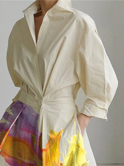 Pleated Print Dress – Elegant Evening Style - LunaKit.LTD