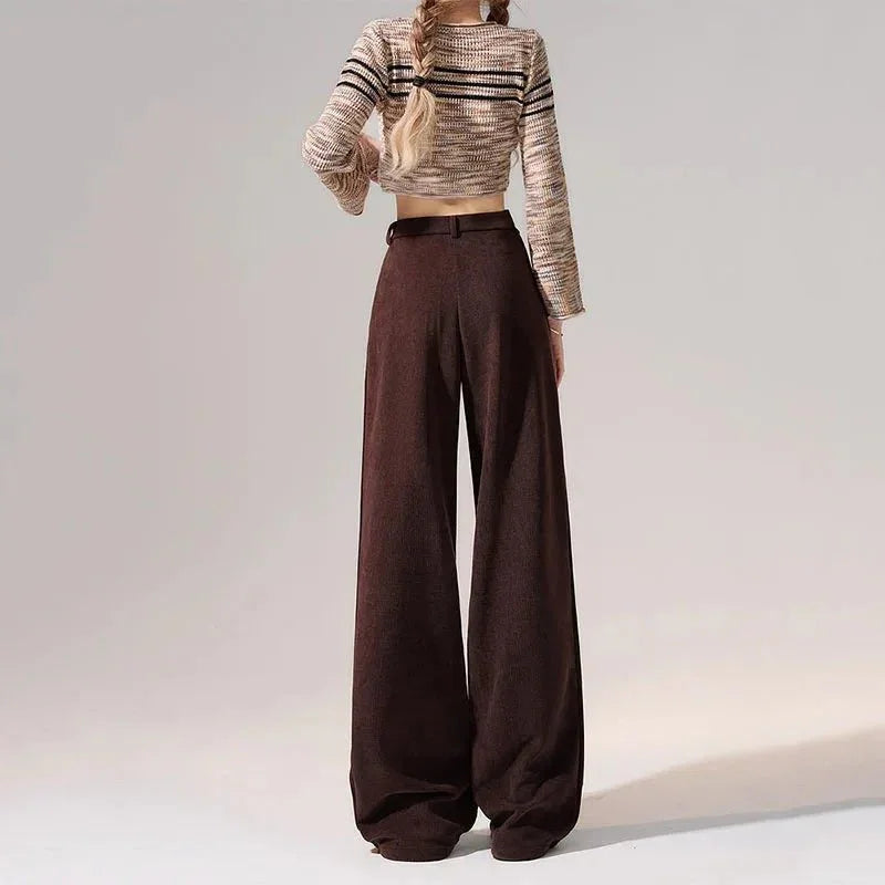 Preppy Chic Trousers – Solid Color Straight - Leg Fit - LunaKit.LTD