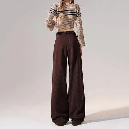 Preppy Chic Trousers – Solid Color Straight - Leg Fit - LunaKit.LTD