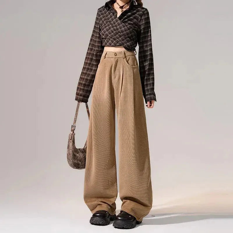 Preppy Chic Trousers – Solid Color Straight - Leg Fit - LunaKit.LTD