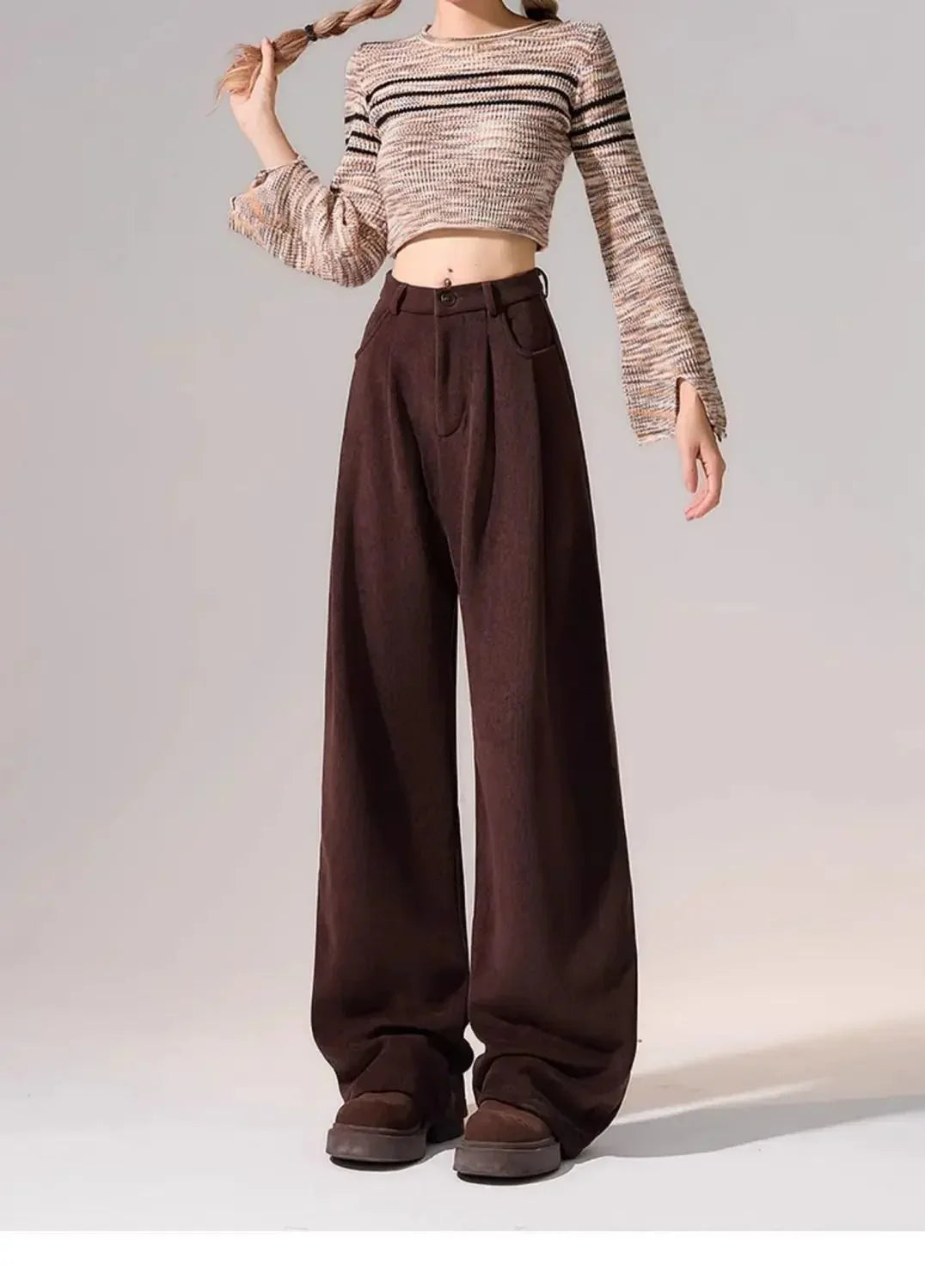 Preppy Chic Trousers – Solid Color Straight - Leg Fit - LunaKit.LTD