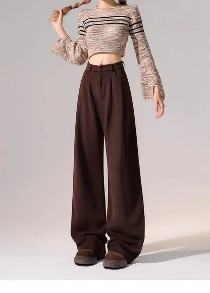 Preppy Chic Trousers – Solid Color Straight - Leg Fit - LunaKit.LTD