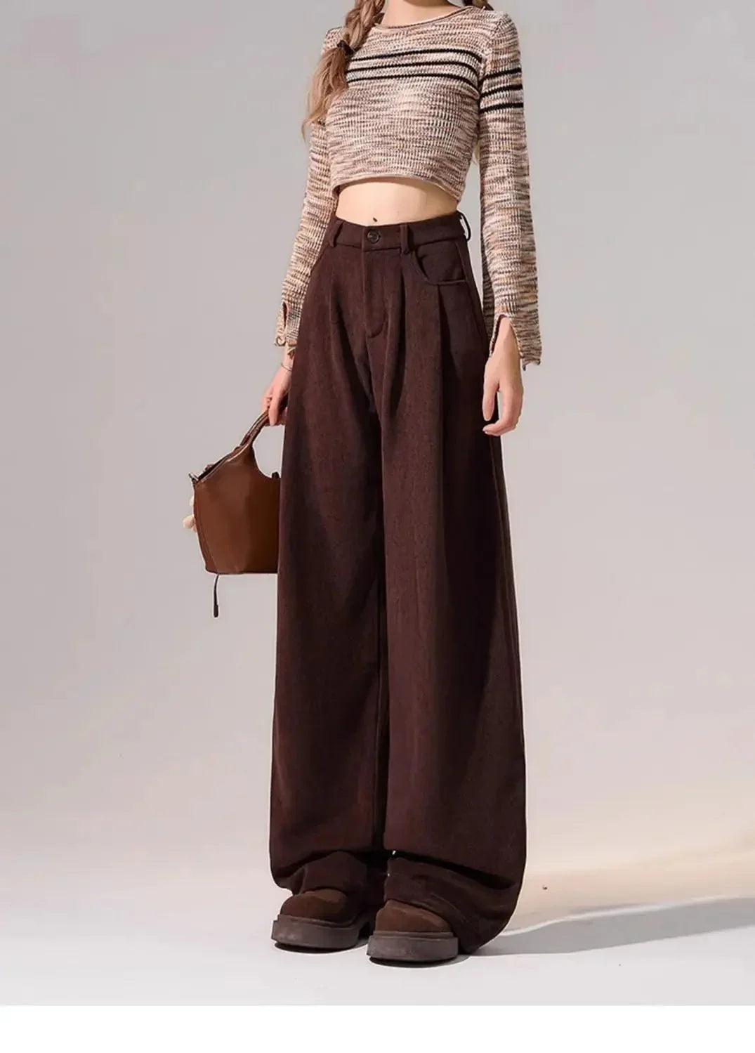 Preppy Chic Trousers – Solid Color Straight - Leg Fit - LunaKit.LTD