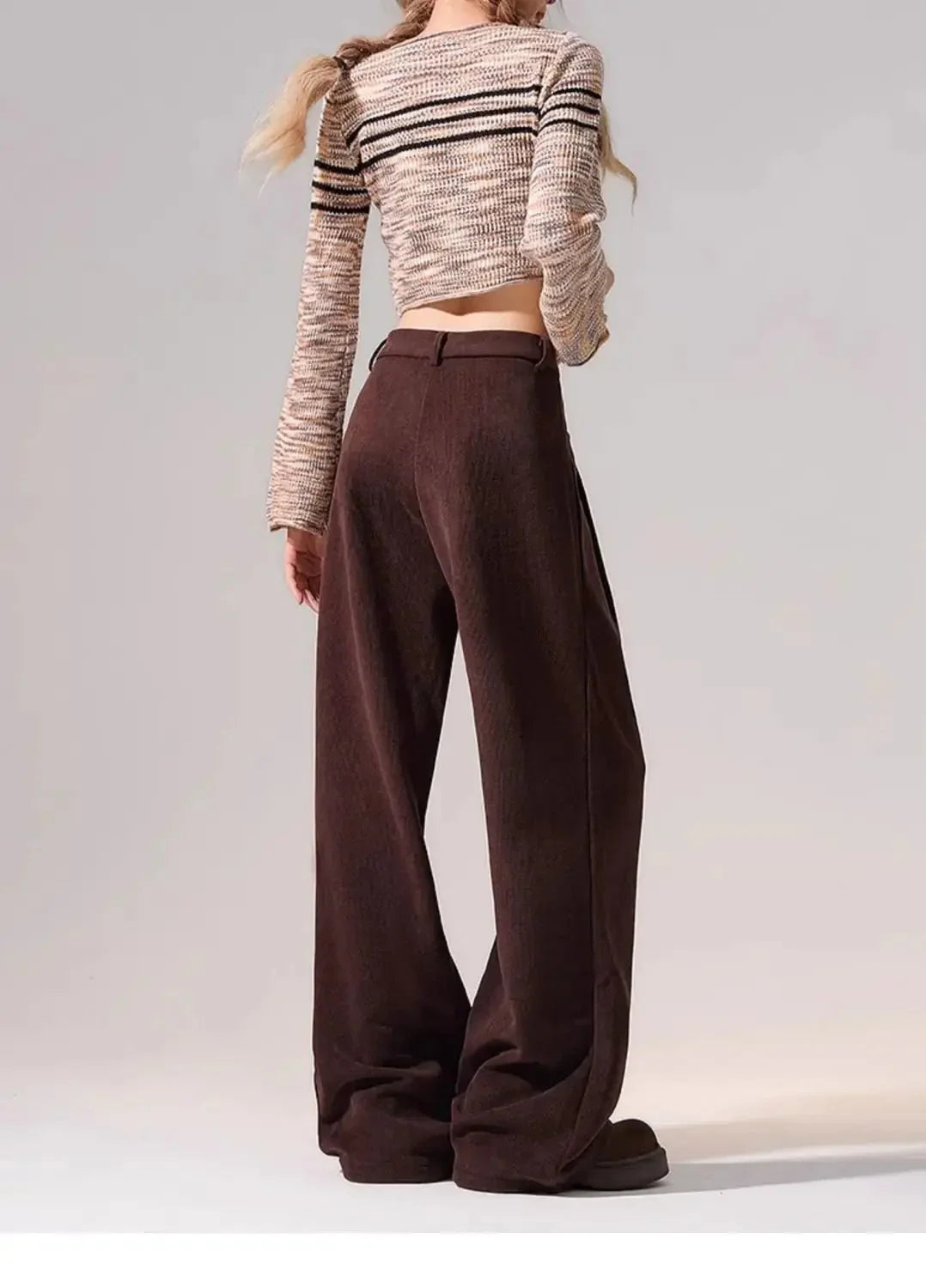 Preppy Chic Trousers – Solid Color Straight - Leg Fit - LunaKit.LTD