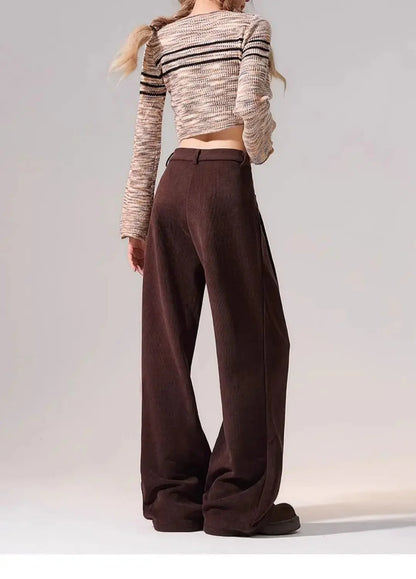 Preppy Chic Trousers – Solid Color Straight - Leg Fit - LunaKit.LTD