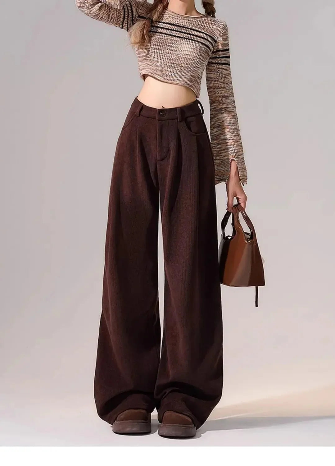 Preppy Chic Trousers – Solid Color Straight - Leg Fit - LunaKit.LTD