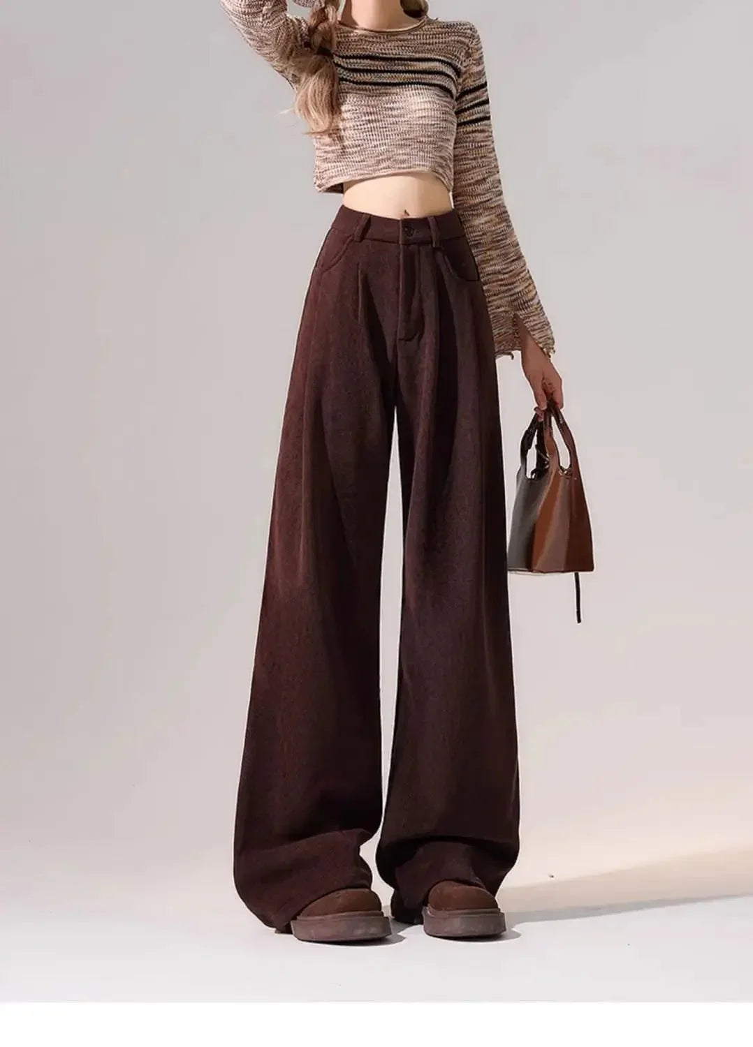 Preppy Chic Trousers – Solid Color Straight - Leg Fit - LunaKit.LTD