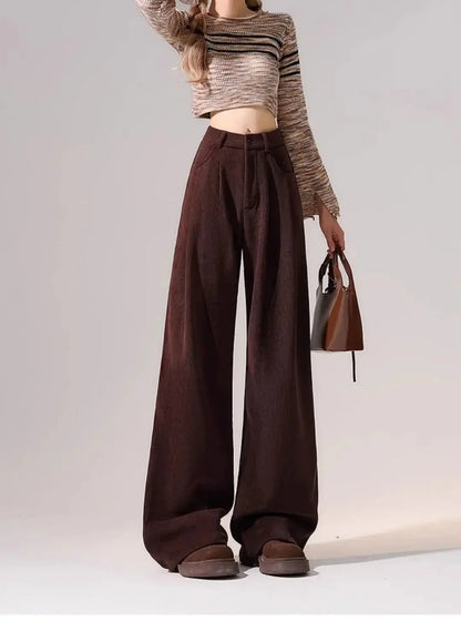 Preppy Chic Trousers – Solid Color Straight - Leg Fit - LunaKit.LTD