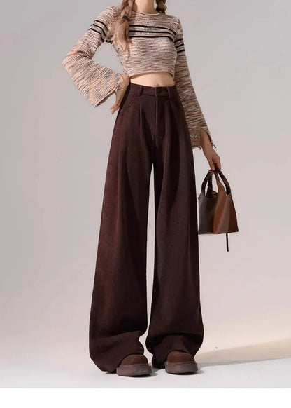Preppy Chic Trousers – Solid Color Straight - Leg Fit - LunaKit.LTD