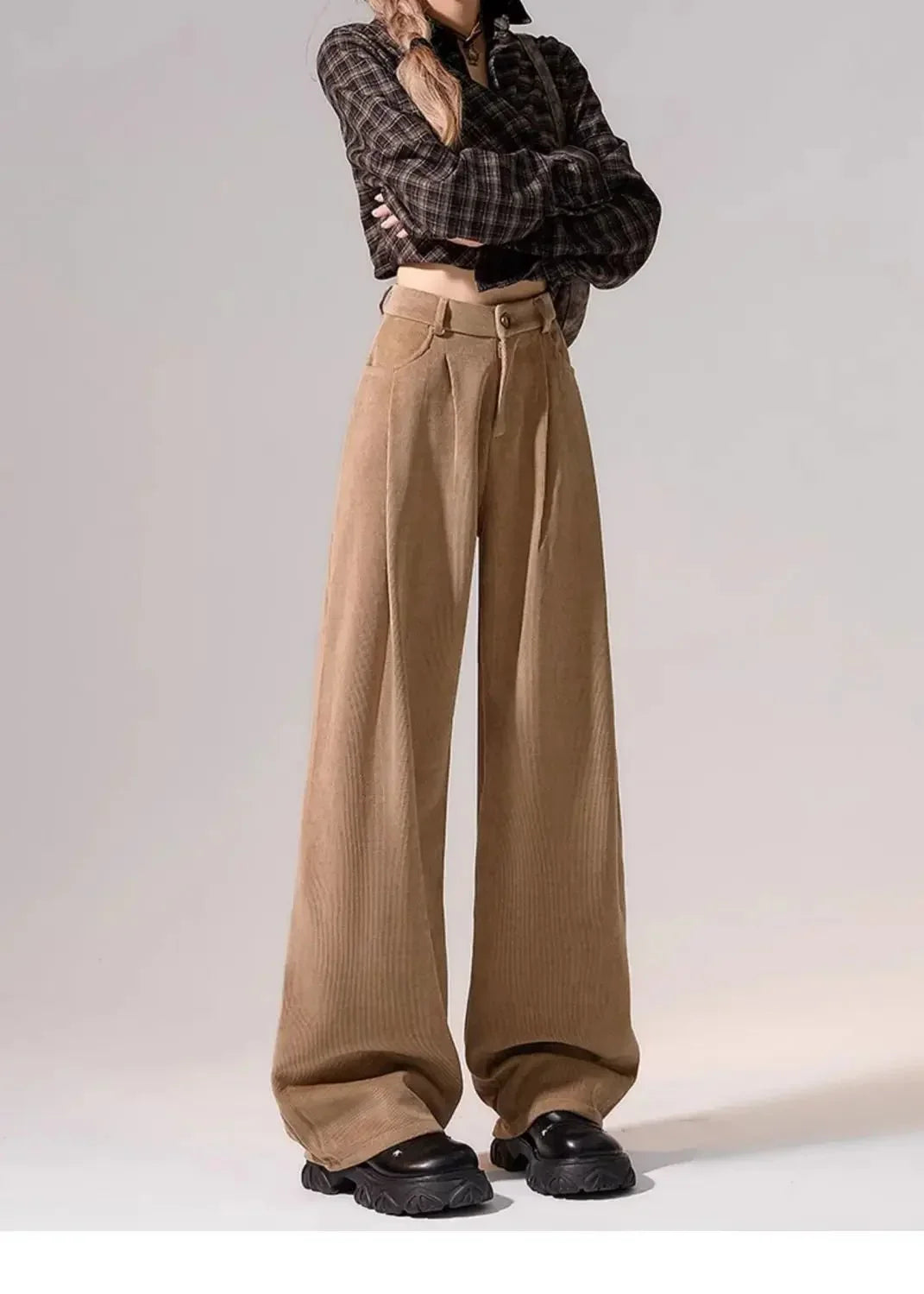 Preppy Chic Trousers – Solid Color Straight - Leg Fit - LunaKit.LTD