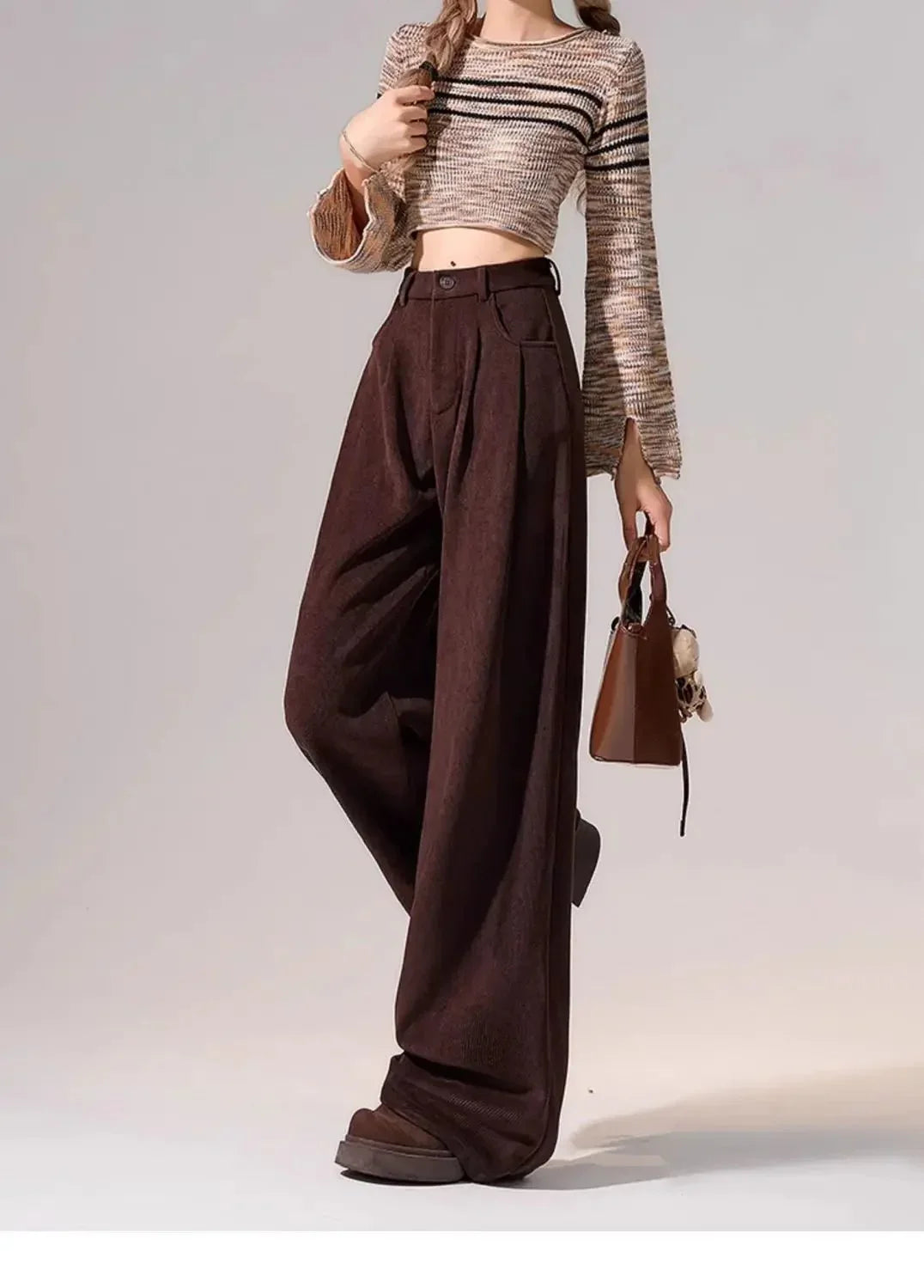 Preppy Chic Trousers – Solid Color Straight - Leg Fit - LunaKit.LTD