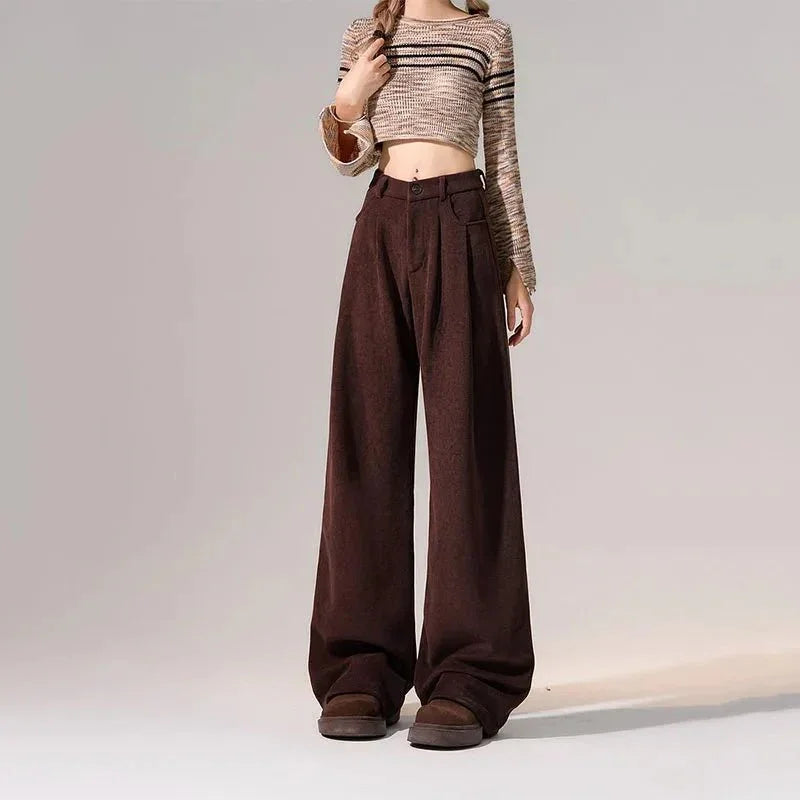 Preppy Chic Trousers – Solid Color Straight - Leg Fit - LunaKit.LTD