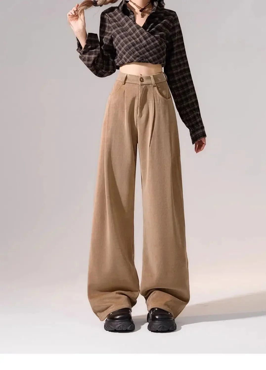 Preppy Chic Trousers – Solid Color Straight - Leg Fit - LunaKit.LTD