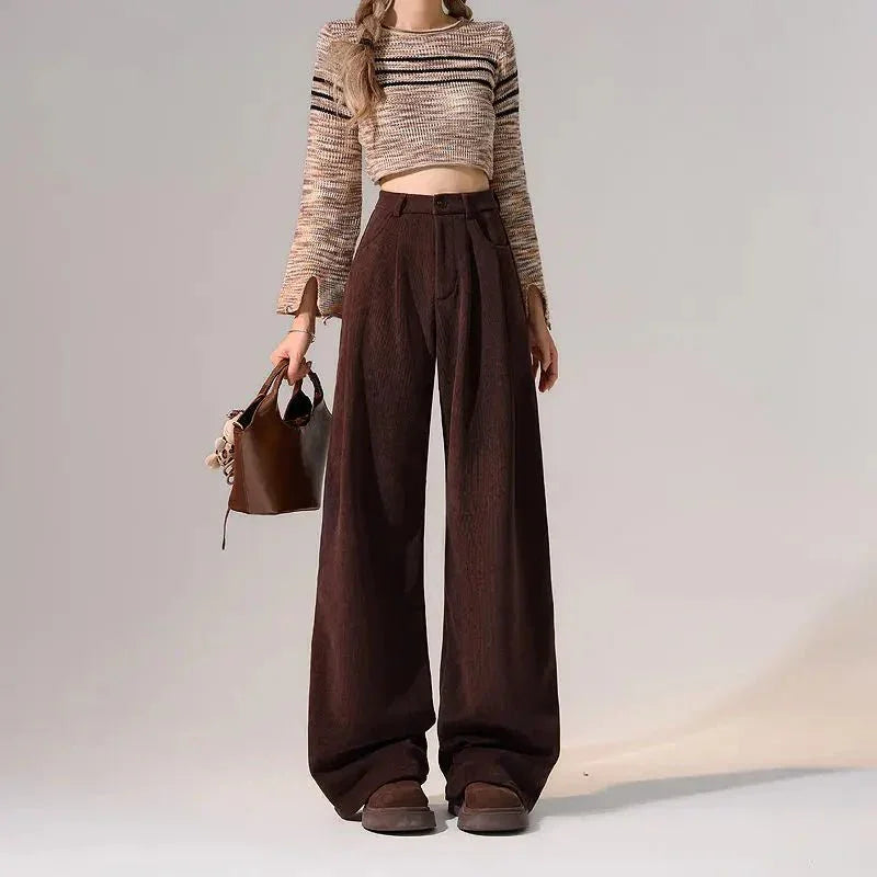 Preppy Chic Trousers – Solid Color Straight - Leg Fit - LunaKit.LTD