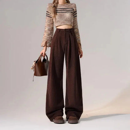 Preppy Chic Trousers – Solid Color Straight - Leg Fit - LunaKit.LTD