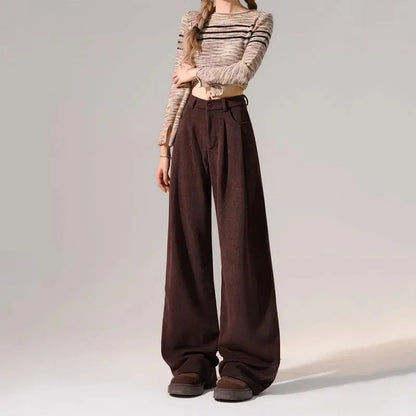 Preppy Chic Trousers – Solid Color Straight - Leg Fit - LunaKit.LTD