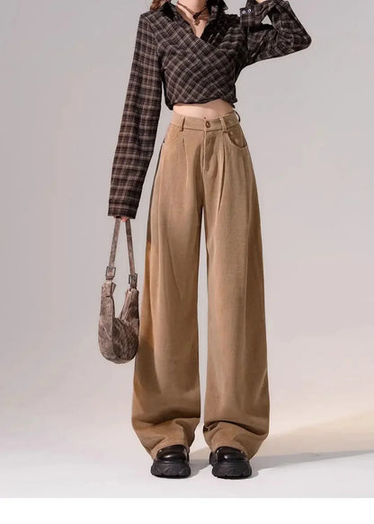 Preppy Chic Trousers – Solid Color Straight - Leg Fit - LunaKit.LTD