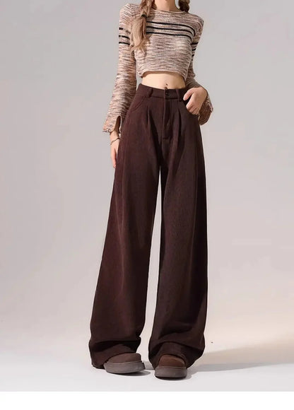 Preppy Chic Trousers – Solid Color Straight - Leg Fit - LunaKit.LTD