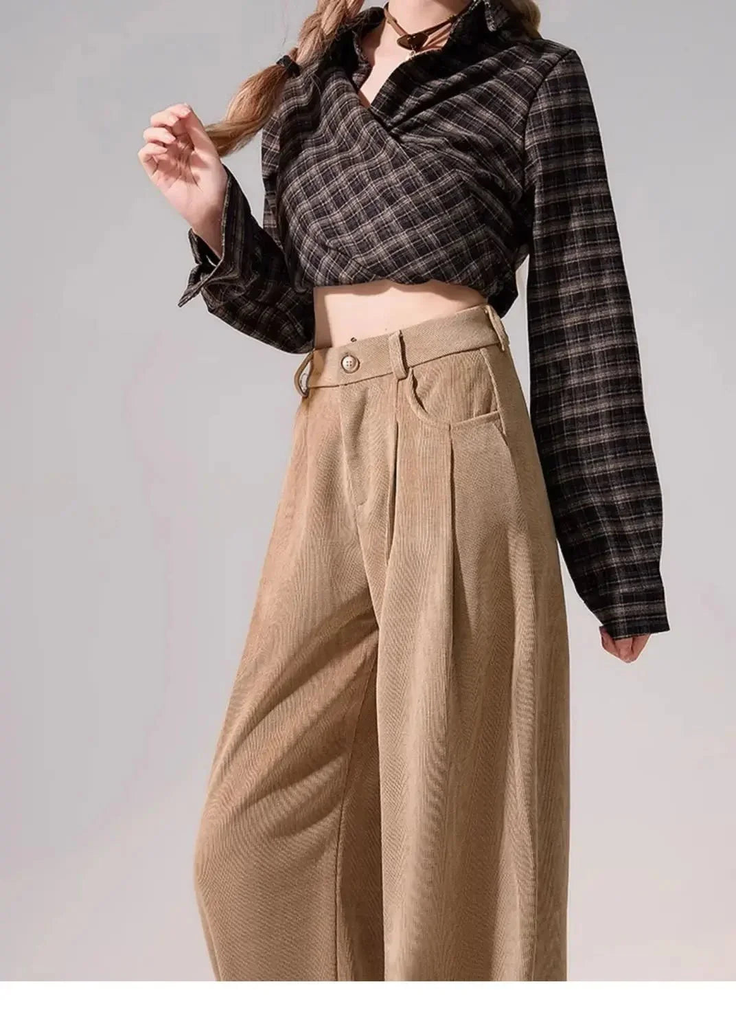 Preppy Chic Trousers – Solid Color Straight - Leg Fit - LunaKit.LTD