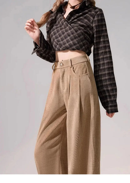 Preppy Chic Trousers – Solid Color Straight - Leg Fit - LunaKit.LTD