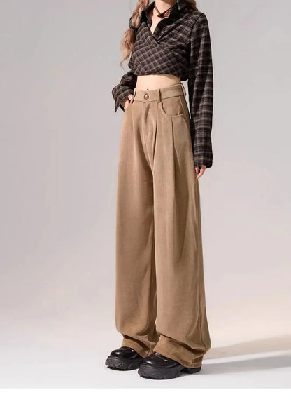 Preppy Chic Trousers – Solid Color Straight - Leg Fit - LunaKit.LTD