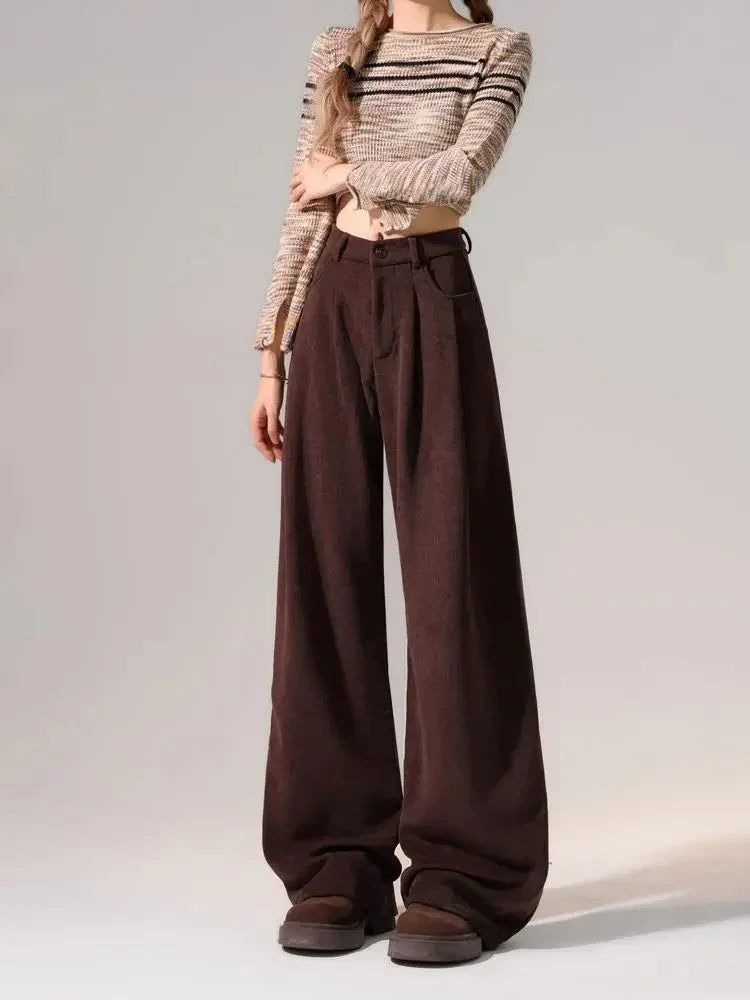 Preppy Chic Trousers – Solid Color Straight - Leg Fit - LunaKit.LTD