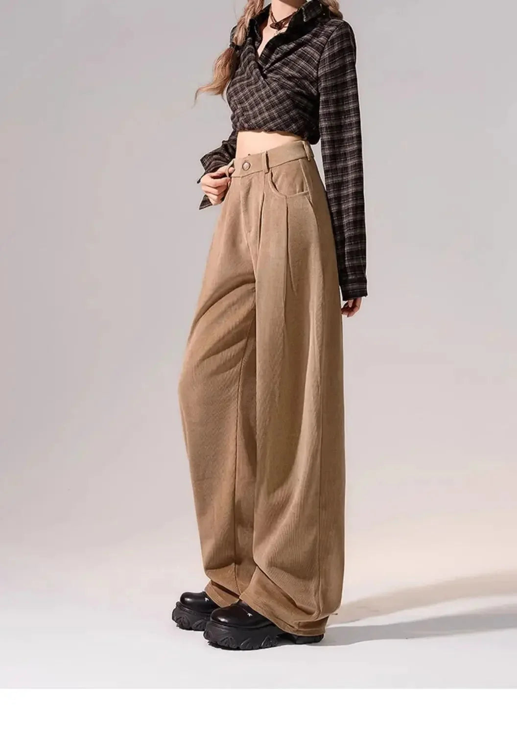 Preppy Chic Trousers – Solid Color Straight - Leg Fit - LunaKit.LTD