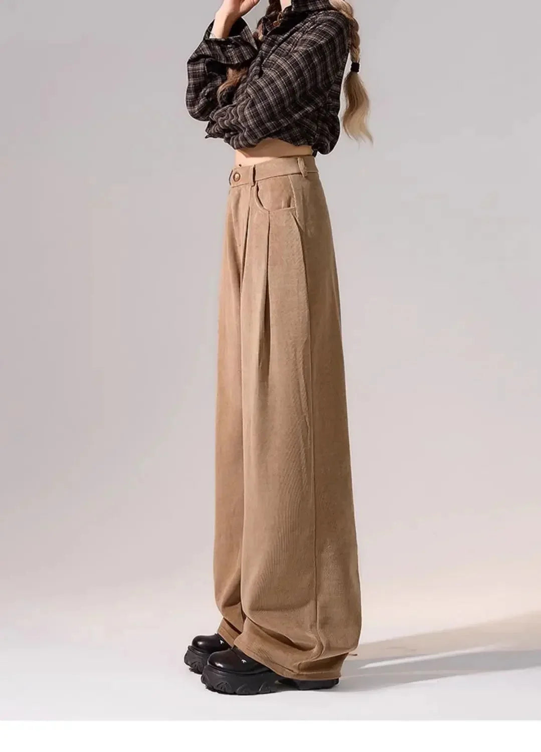 Preppy Chic Trousers – Solid Color Straight - Leg Fit - LunaKit.LTD