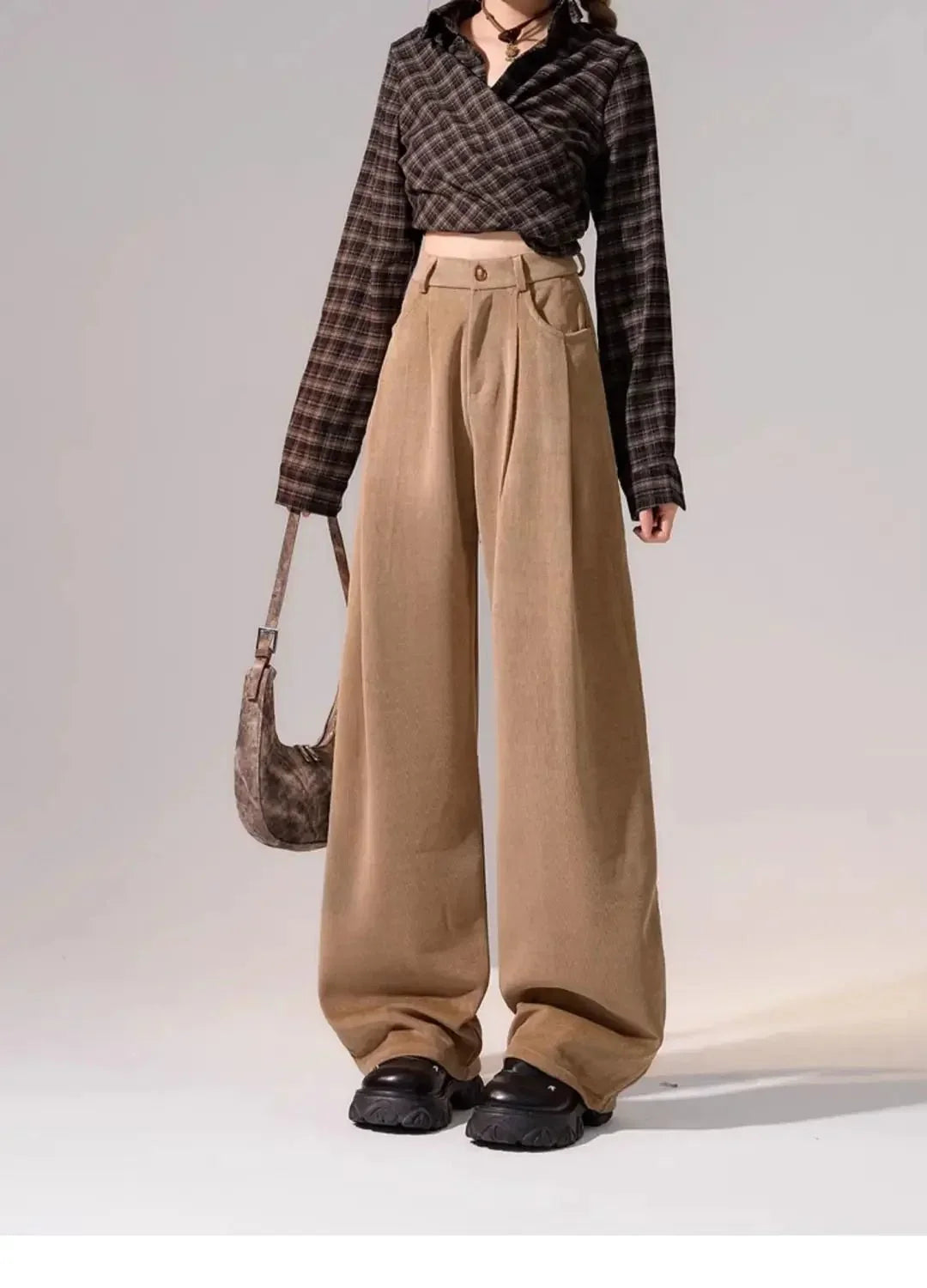 Preppy Chic Trousers – Solid Color Straight - Leg Fit - LunaKit.LTD