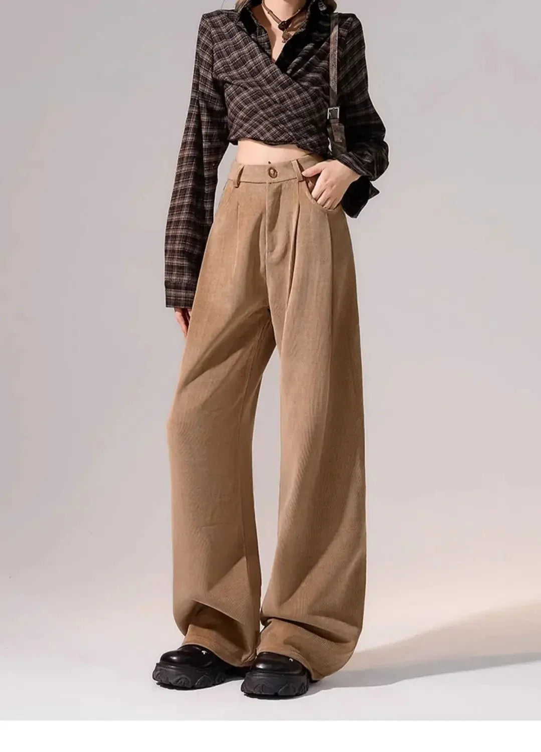 Preppy Chic Trousers – Solid Color Straight - Leg Fit - LunaKit.LTD