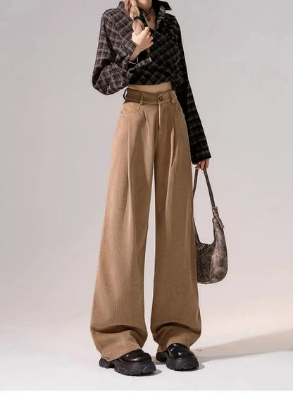 Preppy Chic Trousers – Solid Color Straight - Leg Fit - LunaKit.LTD