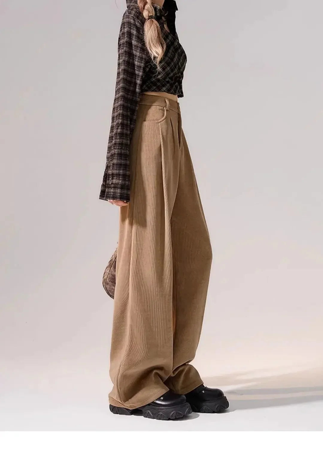 Preppy Chic Trousers – Solid Color Straight - Leg Fit - LunaKit.LTD