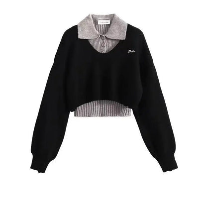 Preppy Knit Set – Cropped Sweater & College - Inspired Jumper - LunaKit.LTD