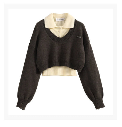 Preppy Knit Set – Cropped Sweater & College - Inspired Jumper - LunaKit.LTD