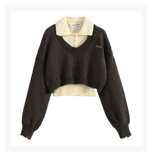 Preppy Knit Set – Cropped Sweater & College - Inspired Jumper - LunaKit.LTD
