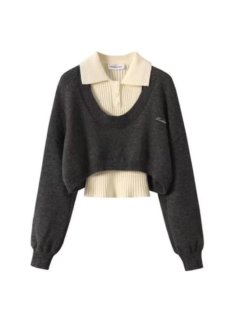 Preppy Knit Set – Cropped Sweater & College - Inspired Jumper - LunaKit.LTD