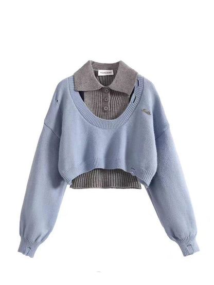 Preppy Knit Set – Cropped Sweater & College - Inspired Jumper - LunaKit.LTD