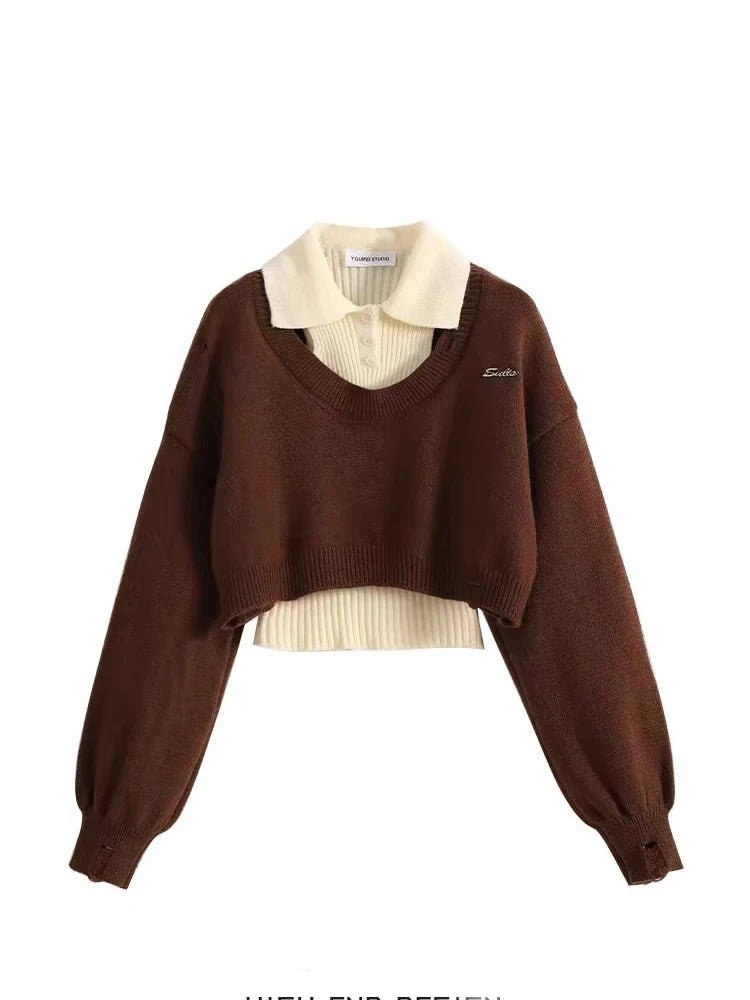 Preppy Knit Set – Cropped Sweater & College - Inspired Jumper - LunaKit.LTD