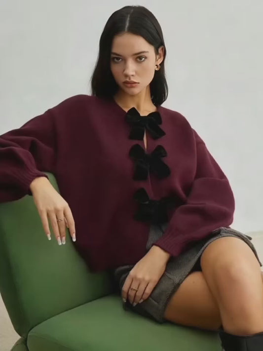 Long-Sleeve Knit Cardigan – Feminine Retro Chic