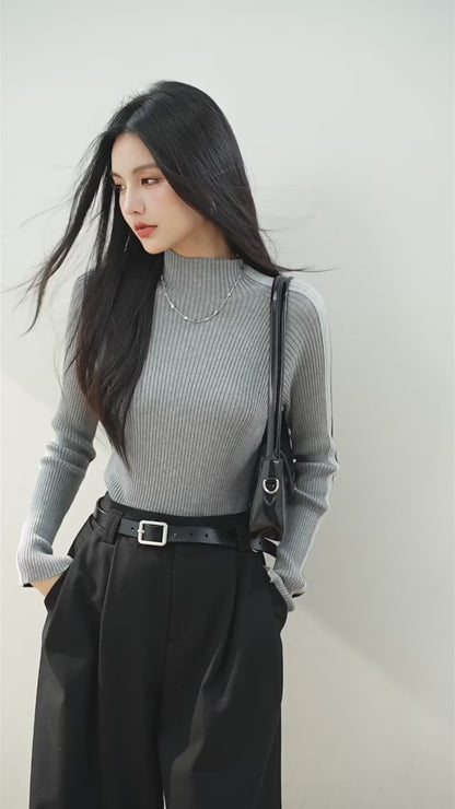 Long-Sleeve Colorblock Sweater – Simple Retro Style