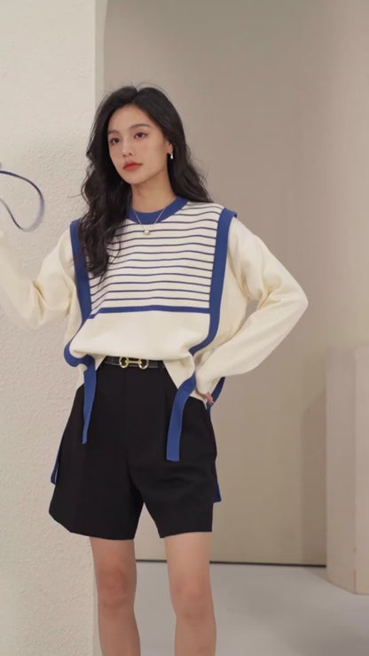 Korean Vintage Sweater – Chic Stitching & Cozy Knit