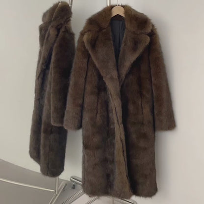 Luxury Faux Fur Maxi Coat – Chocolate Brown