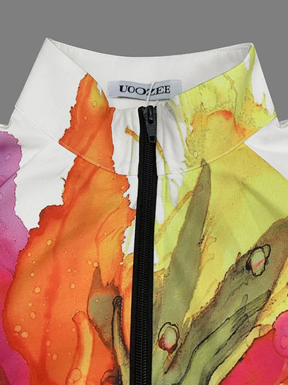 Printed Puff - Sleeve Jacket – Chic Loose Fit Outerwear - LunaKit.LTD