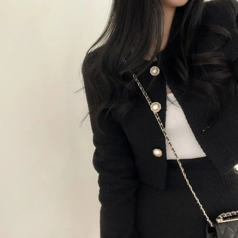 Pure Color Tweed Set – Modern Short Skirt Chic - LunaKit.LTD