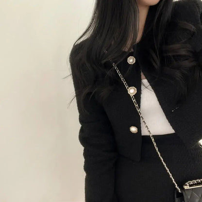 Pure Color Tweed Set – Modern Short Skirt Chic - LunaKit.LTD