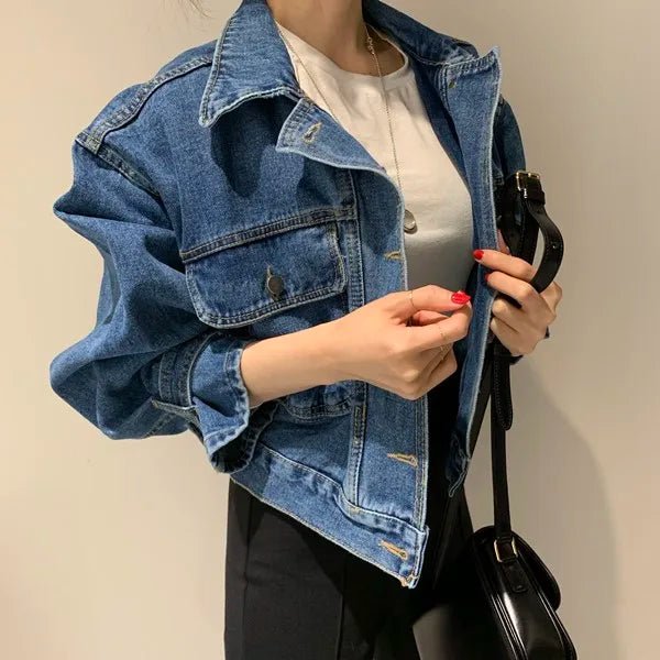 Single - Breasted Crop Jacket – Modern Street Denim Look - LunaKit.LTD