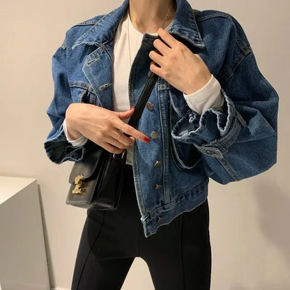 Single - Breasted Crop Jacket – Modern Street Denim Look - LunaKit.LTD