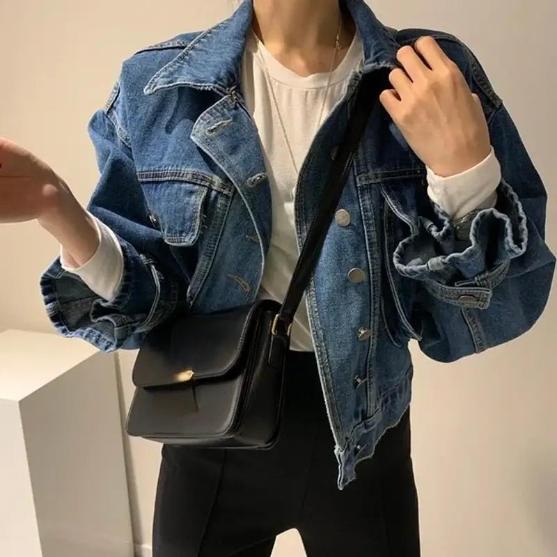 Single - Breasted Crop Jacket – Modern Street Denim Look - LunaKit.LTD